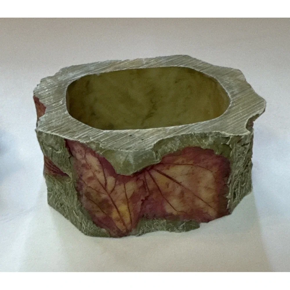 Trinket Box-Leaf Impression Texture,‎ Two-Tone Hexagon Form.